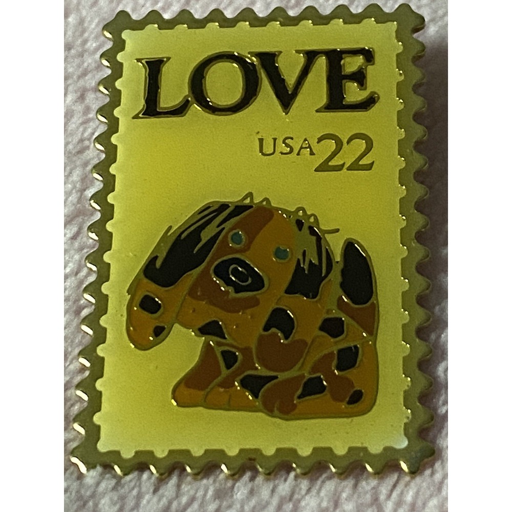 VNTG 22 CENT LOVE STAMP PIN - Abstract Dog Puppy U.S Postal Service Dog Lover
